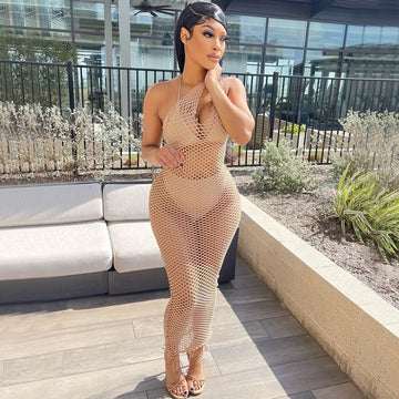 Fashion Mesh Cutout Dress Women