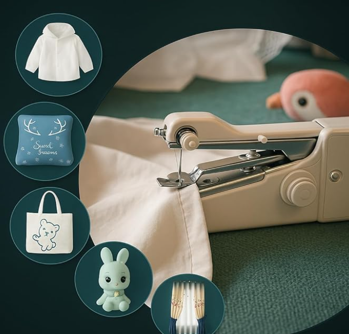 StonSell Electric Handy Stich Machine Stapler Style Portable Hand Sewing Machine For on The Spot Emergency Stiching, Cordless Silai Machine Handheld Manual Tailoring Tool For Home & Travel A1 (White)