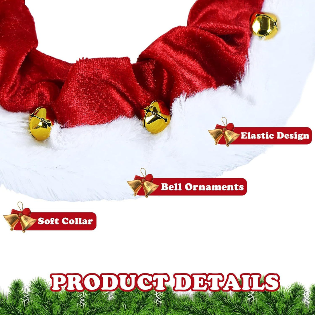 Dog Christmas Outfit Christmas Dog Collar With Bells Ornaments Holiday Christmas Dog Neckwear Costume Clothes For Small Medium Large Dogs Pets